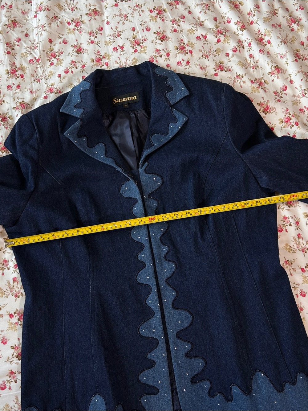 Susanna rhinestone funky vintage denim blazer jacket 16 - Picture 8 of 8
